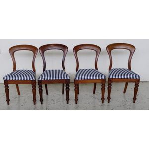Pair of high back dining chairs with maroon fleur de lys upholstery