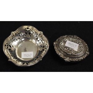 Sterling silver pill box and pierced dish pill box hallmarked…