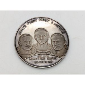 Sterling silver Apollo II medallion, Man's first moon landing…