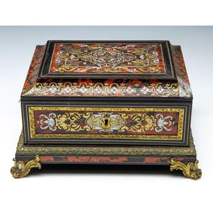 A French boulle Louis XV style casket, height 20 cm, width 36…