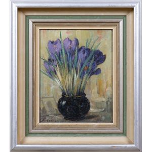 Folke Sinclair (1877-1956, Swedish), Crocuses 1944, oil on…
