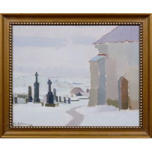 Richard Bjorklund (1897-1974, Swedish), Untitled (church and…