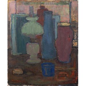 Nils Hansson (1900-1996, Swedish), still life, oil on board, 46…