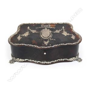 An Edwardian tortoiseshell and silver trinket box, the box…