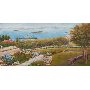 20th century, view of Sydney, oil on board, 22.5 x 44 cm.…