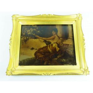 Victorian crystoleum circa 1895.Depicting a lady in a seated…