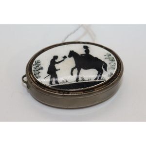Antique patch box, 19th century silver oval shape box with…