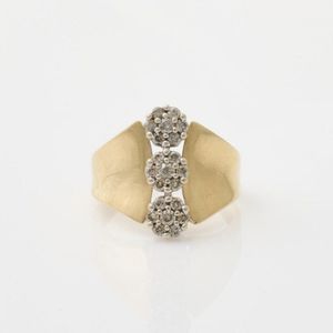 Modern Diamond Cluster Ring in 10ct Yellow Gold - Rings - Jewellery