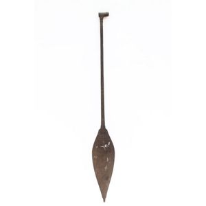 An old Dayak paddle, with a fine incised pattern on both sides&hellip;