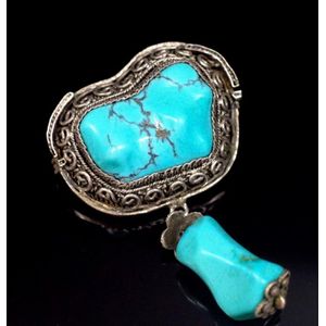 Vintage Asian discount Sterling Silver Turquoise 'Gourd' Pendant