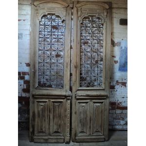 A pair of French cast iron and pine interior doors, 19th…