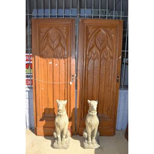 Pair of French carved Gothic doors, each approx 205 cm high, 74…