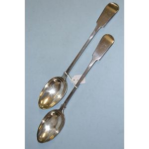 Pair of quality silver-plated basting spoons - fiddle pattern…
