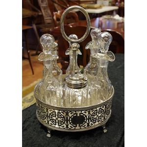 Antique Victorian Silver Plated Glass Cruet Condiment Set