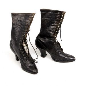 Edwardian lace-up leather boots with high heels - Footwear - Costume ...