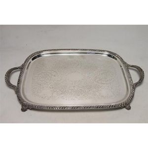 Rectangular Silver Tray with Handles and Feet - Trays, Salvers and ...