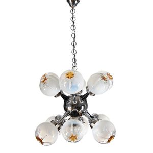 Mazzega Sputnik chandelier, chrome with 12 arms, italy, c 1970s,…