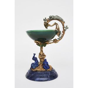 Agate bowl on gold plated and hardstone stand circular agate…