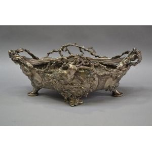 Antique Art Nouveau figural silver plate jardiniere, approx 19…