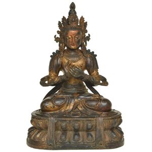 A large Tibetan gilded bronze figure of Tara, modelled with a&hellip;