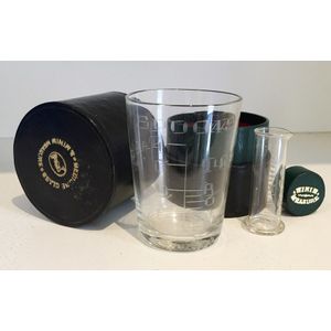 A collection of hand blown and etched Medicine glass, carrying…