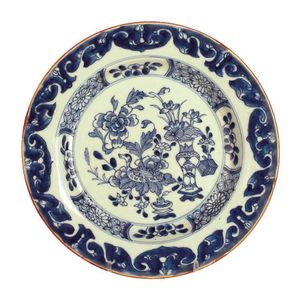 Chinese Blue and White Export Plate with Floral Design - Ceramics ...