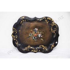 19th century papier mache floral painted and mother of pearl…