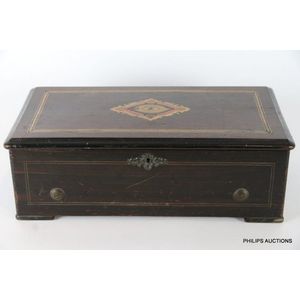 An antique table top rosewood cylinder music box, mid 19th…