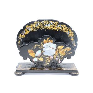 Victorian papier mache letter holder, beautifully decorated…