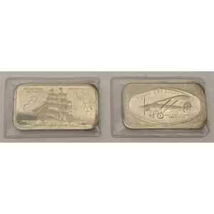 Two pure silver 1 ounce Ingots including spirit of St Louis and…