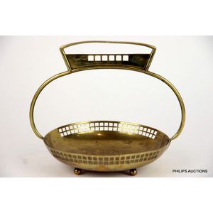 A Wiener Werkstatte Secessionist brass basket by Josef Hoffmann,…