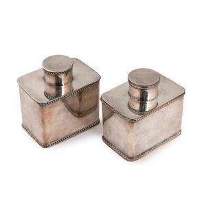 A matched pair of Sheffield plate tea caddies of rectangular…