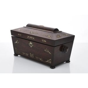 Victorian rosewood tea caddy 19th century of sarcophagus form…