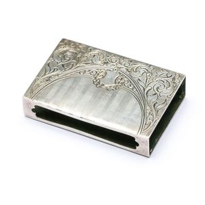 Ornate Russian Art Nouveau silver matchbox cover, length 6 cm…