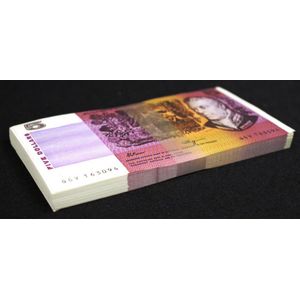 One hundred Australian paper $5 notes Fraser & Higgins, QGV…