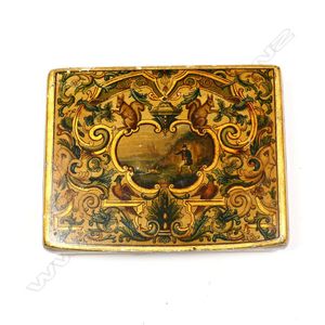 A Victorian wooden snuff box, square form with the exterior…