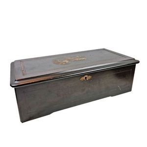 A Swiss music box by 'Mfs' single comb with brass cylinder set…