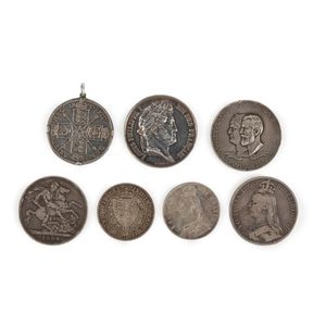A collection of Victorian silver commemorative coins and medals,…