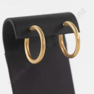 Pair 18ct textured hoop earrings, pierced approx. 4gms