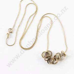 9ct 'Lucky Rings' pendant necklace, thirteen rings attached, 50&hellip;