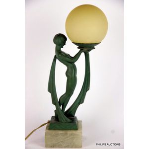 An Art Deco spelter figural lamp, circa 1920s, mark of Limousin,…