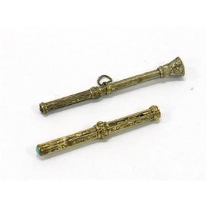 Two miniature telescopic pencils, one in 14ct yellow gold with…