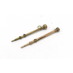 Two 9ct rose gold telescopic pencils with a bloodstone and blue…
