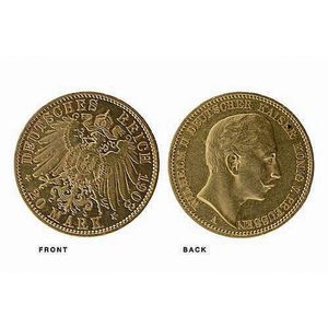 A German 20 marks gold coin; 1903, Wilhelm II. Uncirculated. Wt.…