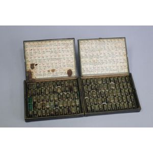 Antique double fixed cased miniature apothecary bottles, all…