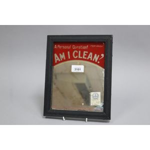 Antique advertising mirror, Personal Question! AM I CLEAN?,…