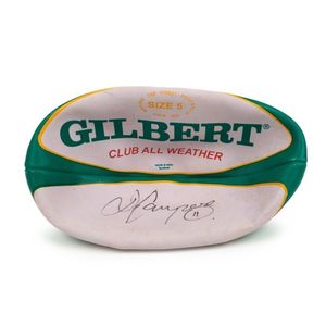 A full-size Gilbert brand rugby ball signed by David Campese.