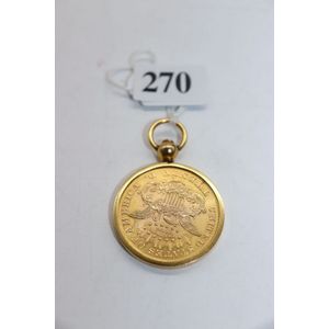 1876 American Liberty head gold coin, American twenty dollar…
