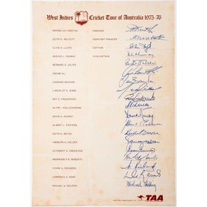 West Indies Cricket Tour of Australia 1976-76 fully signed&hellip;