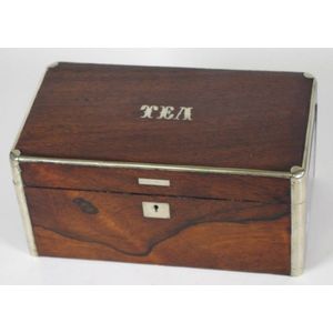 Regency rosewood and silver tea caddy rosewood with silver…